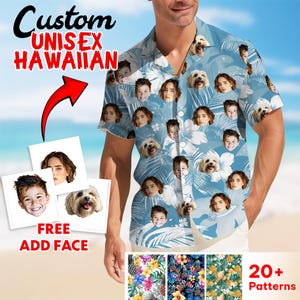 Customized Photo Hawaiian Shirt, Custom Hawaii Shirt With Face, Personalized Hawaiian Shirt, Beach Shirt, Custom Couple Shirt, Unisex Shirt