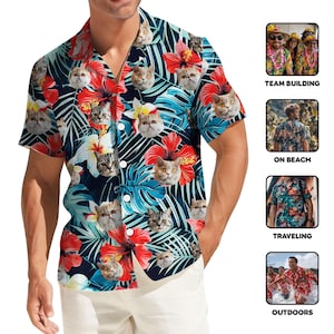 Custom Pet Face Shirt, Custom Face Hawaiian Shirt, Personalized Photo Tropical Short, Bachelor Party Outfit, vacation Hawaiian Short