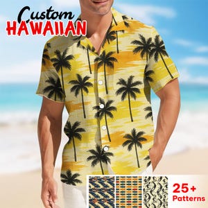 Tropical Palm Leaves Hawaiian Shirt, Teal Green Aloha Short, Tree Pattern Hawaii Set, Summer Beach Shirt For Men, Vacation Island Style