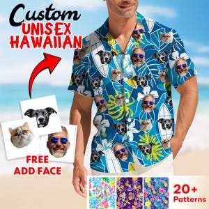 Custom Hawaiian Shirt With Face, Custom Face Shirt, Bachelor Party Shirt, Custom Pet Face Shirt, Hawaii Party Shirt, Couples Hawaiian Shirt