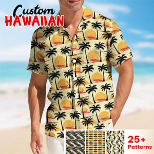 Tropical Palm Leaves Hawaiian Shirt, Green Aloha Shirt With Coconut Tree Pattern, Summer Beach Shirt For Men, Vacation Island Style