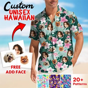 Personalized Face Hawaiian Shirt With Face, Men&#39;s Hawaiian Shirt, Party Shirt, Custom Pet Face Hawaiian Shirt, Gift For Dog Dad Cat Mom