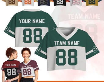 Custom Football Crop Top Jersey For Women, Cheer Team Outfit, Game Day Shirt