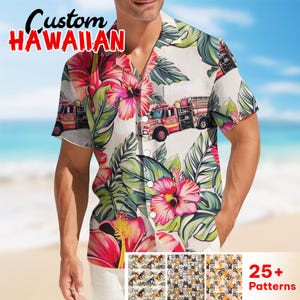Fire Truck Tropical Hawaiian Shirt, Fire Engine Summer Shirt, Firefighter Aloha Shirt, Fire Truck Lovers Hawaii Shirt, Gift For Fighter
