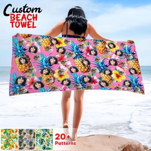 Custom Beach Towel With Picture, Custom Funny Face Beach Towel, Personalized Photo Gift, Family Vacation Gift, Pool Towel With Photo