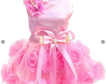 MASCOTA, ROPA, Perros Florales Vestidos Elegantes Rosa con Flores