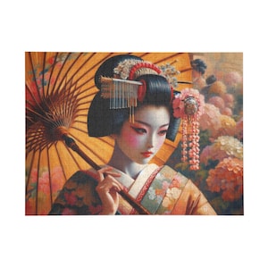 Japanese Geisha Puzzle - Art Puzzle for Adults, Asian Decor, Mindful Activity, Gift for Puzzle Lovers