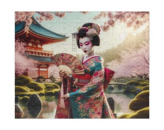 Geisha Art Puzzle (110, 252, 520, 1014 stukjes) Japanse traditionele kunst, Japanse schilderkunst, unieke puzzels, puzzels voor volwassenen