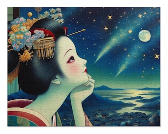 Dromerige Geisha Legpuzzel met Blik - Betoverend Cadeau voor Kunstliefhebbers, Gezinsavonden, Gezellige Avonden, Puzzelliefhebbers, Ontspanning