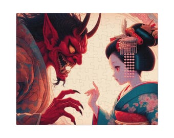 Demon en Geisha Kunst, Puzzel Kyoto souvenirs, Kyoto souvenirs, Kyoto souvenirs, Japanse cultuur Cadeaus, geschenken, verjaardagscadeaus