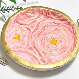 Pink Roses dish / Jewelry dish / Trinket Dish / Ring Dish / Floral Ring dish / Rose / Pink Roses Jewelry / Flowers  / Hand-painted