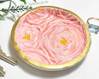 Pink Roses dish / Jewelry dish / Trinket Dish / Ring Dish / Floral Ring dish / Rose / Pink Roses Jewelry / Flowers  / Hand-painted