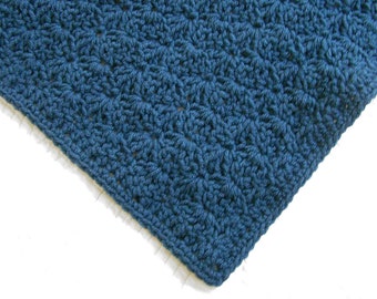 Dark Blue crochet baby blanket / Windsor Blue / Stroller Blanket