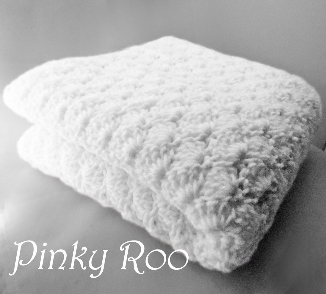 Crib Size Crochet Baby Blanket in Solid Color White / White Nursery