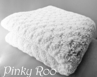 Crib Size Crochet Baby Blanket in solid color white / white nursery / unisex baby blanket