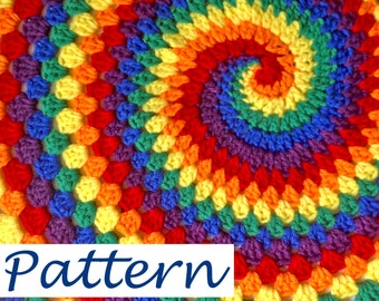 PDF Pattern for Rainbow Spiral Granny Blanket