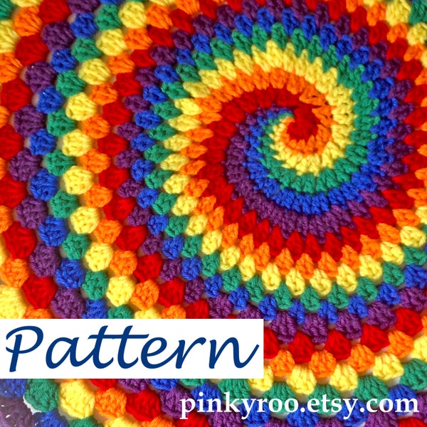 PDF Pattern for Rainbow Spiral Granny Blanket