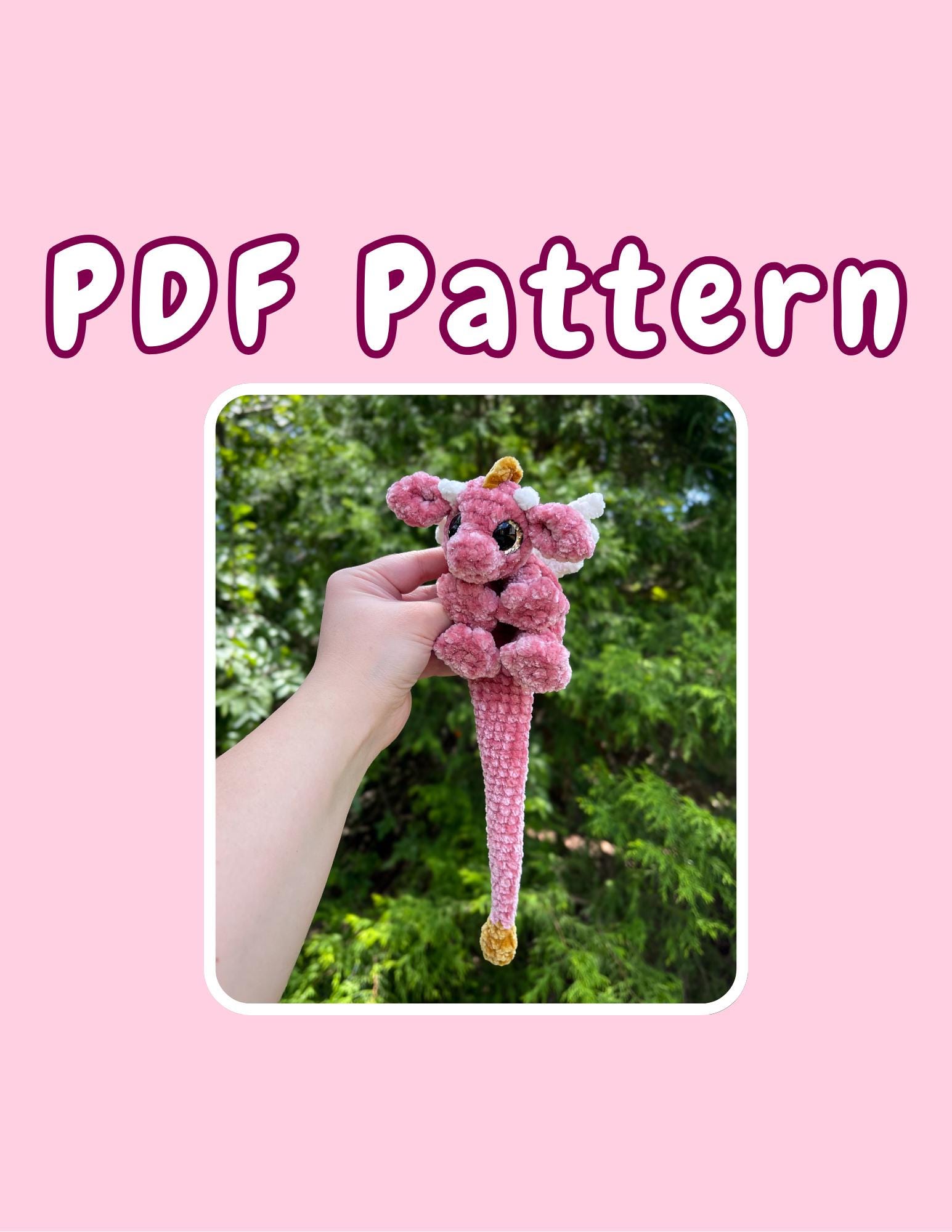 Dahlia the Baby Dragon Snuggler & Plushie | PDF Pattern | LOW SEW Crochet, Amigurumi