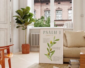 PSALM 1 Modern Bible Verse Wall Art | Christian Wall Art | Digital Print | Minimalist Scripture Gift | Wall Decor | Christian Home Decor