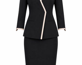 Personalized Logo Women’s Housekeeping Uniform, Black Cleaning Staff Suit Set, Domestic Service Workwear, Hotel Reception Uniform