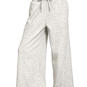 May include: Light grey wide-leg sweatpants with a drawstring waist. The pants have a relaxed fit and a subtle textured appearance. The bottom right corner of the image has the text "H GREY".