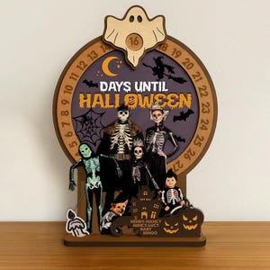 Personalized Halloween Countdown Sign | Wooden Layered Halloween Decor | Family Costume Display | Spooky Countdown Calendar |Fall Home Decor