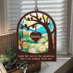 Personalized Memorial Stained Glass Suncatcher – Custom Name Remembrance Gift | Loss of Loved One, Mom or Dad Sympathy Gift, Sympathy Gift