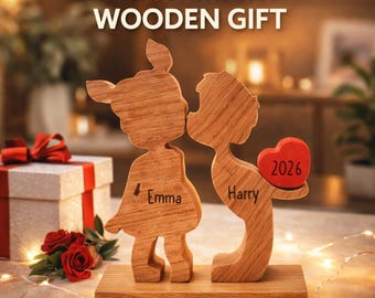 Letrero de madera personalizado para pareja: letrero personalizado con nombre y año, letrero de amor de madera maciza, regalo de aniversario o boda, regalo de San Valentín.