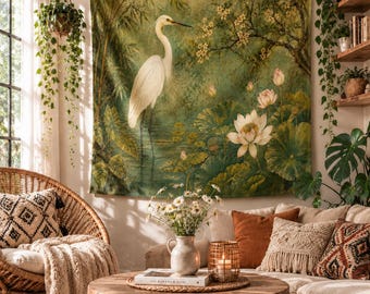 Vintage crane Wall Tapestry Bedroom Decor Hanging Wedding Party Backdrop Family Gift