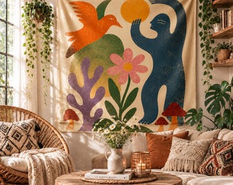Abstract Sun Bird Wall Tapestry Bedroom Decor Hanging Wedding Party Backdrop Family Gift