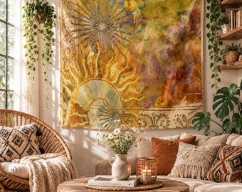 Boho Sun Wall Tapestry Bedroom Decor Hanging Wedding Party Backdrop Family Gift