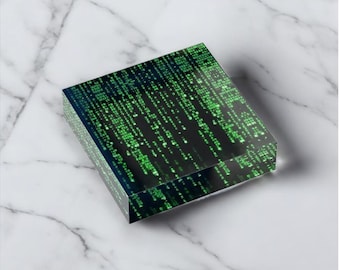 Binary Code The Matrix Program Acrylic Block Room Pad Desk Display Printed Acrylic Glass Block