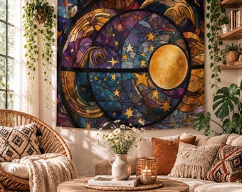 Celestial Moon Wall Tapestry Bedroom Decor Hanging Wedding Party Backdrop Family Gift