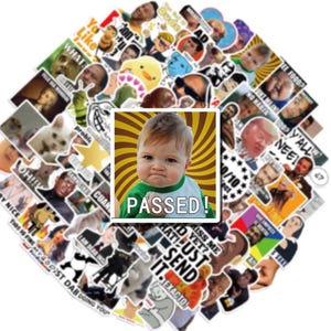10-50 Funny Meme Random Waterproof Sticker Set - Assorted Artwork, Cute Character Art Stickers, Anime Stickers, Scrapbooking