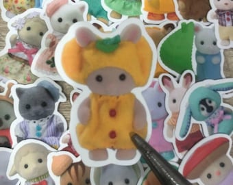 10-50 Calico Critter Sylvanian Families Random Waterproof Sticker Set - Assorted Artwork, Cute Character Art Stickers, Anime Stickers