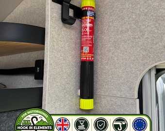 Soporte para bastón de seguridad contra incendios Hymer Rail / Montaje para autocaravana sin necesidad de taladrar