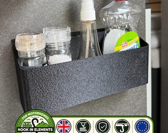 Bandeja de cocina grande Hymer Rail / Organizador de almacenamiento para autocaravana de 24 cm de ancho / Accesorio para riel con gancho