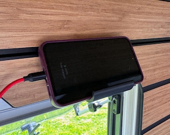 Universal Phone Holder | Hymer Hook-In Rail | Motorhome Bedside Phone Rest | Campervan