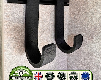 2 ganchos grandes y resistentes compatibles con el sistema de riel multifunción Hymer Hook-In.