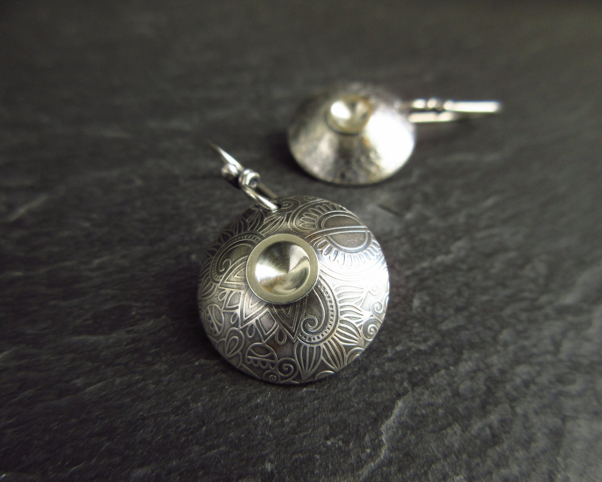Domed Sterling Silver Earrings for Women Round Shape With - Etsy UK
