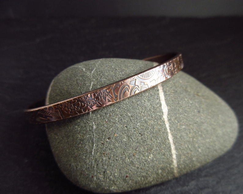 Patterned bronze cuff bracelet for men and women ladies and Etsy