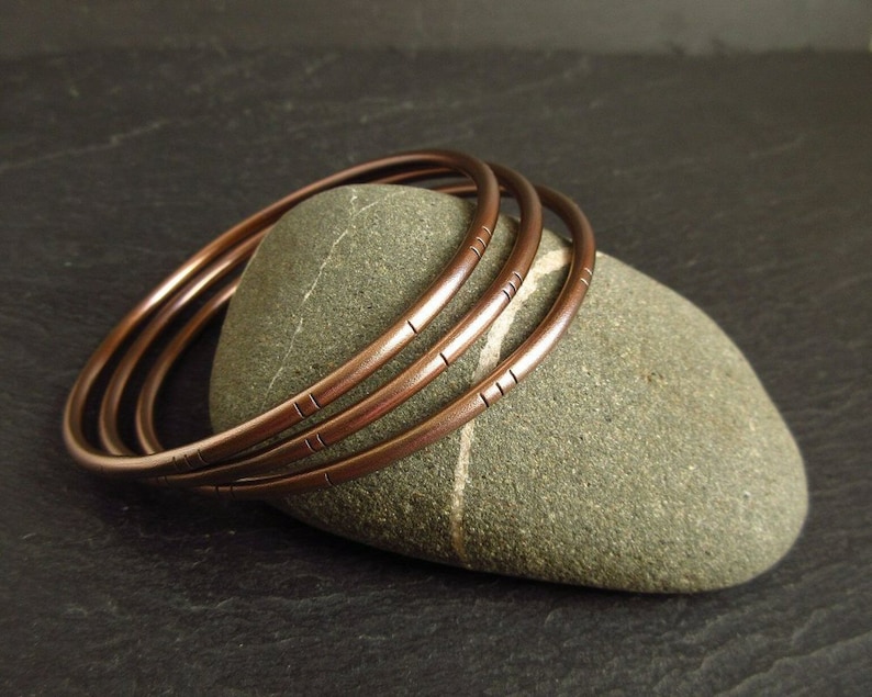 Bronze Wedding Anniversary Gift for Wife Three Bangle Set Etsy