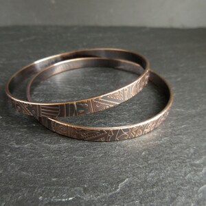 Set of two bronze bangles with pattern detail, bronze wedding anniversary gift for wife, 8th anniversary bracelets for women, ladies jewelry image 6