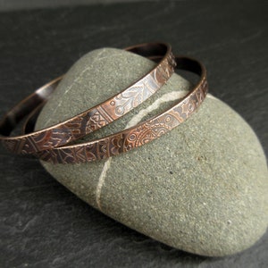 Set of two bronze bangles with pattern detail, bronze wedding anniversary gift for wife, 8th anniversary bracelets for women, ladies jewelry image 4