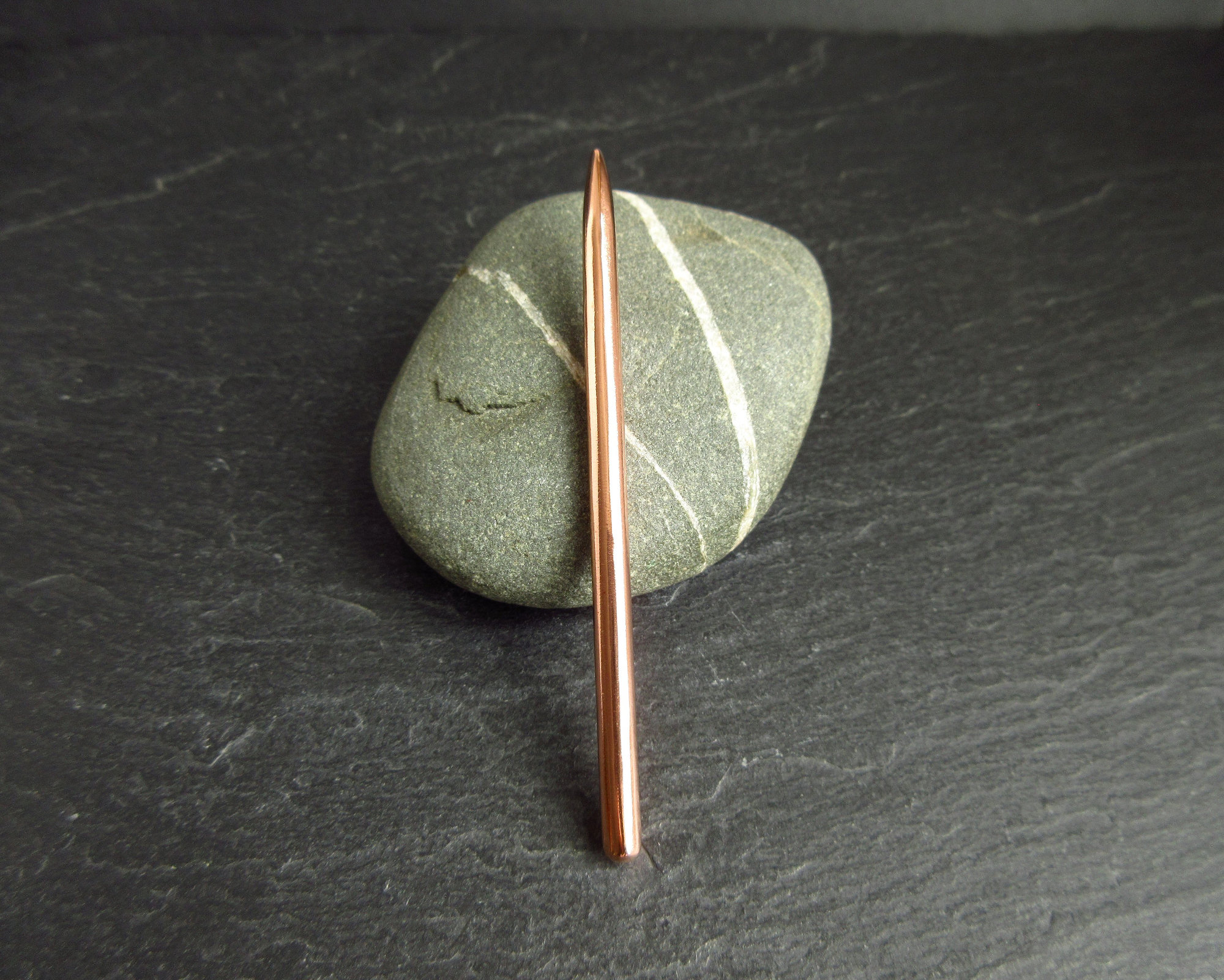Genuine copper acupuncture tool, 4mm diameter tapered and rounded end, acupressure massage, for rubbing pressing techniques, various lengths