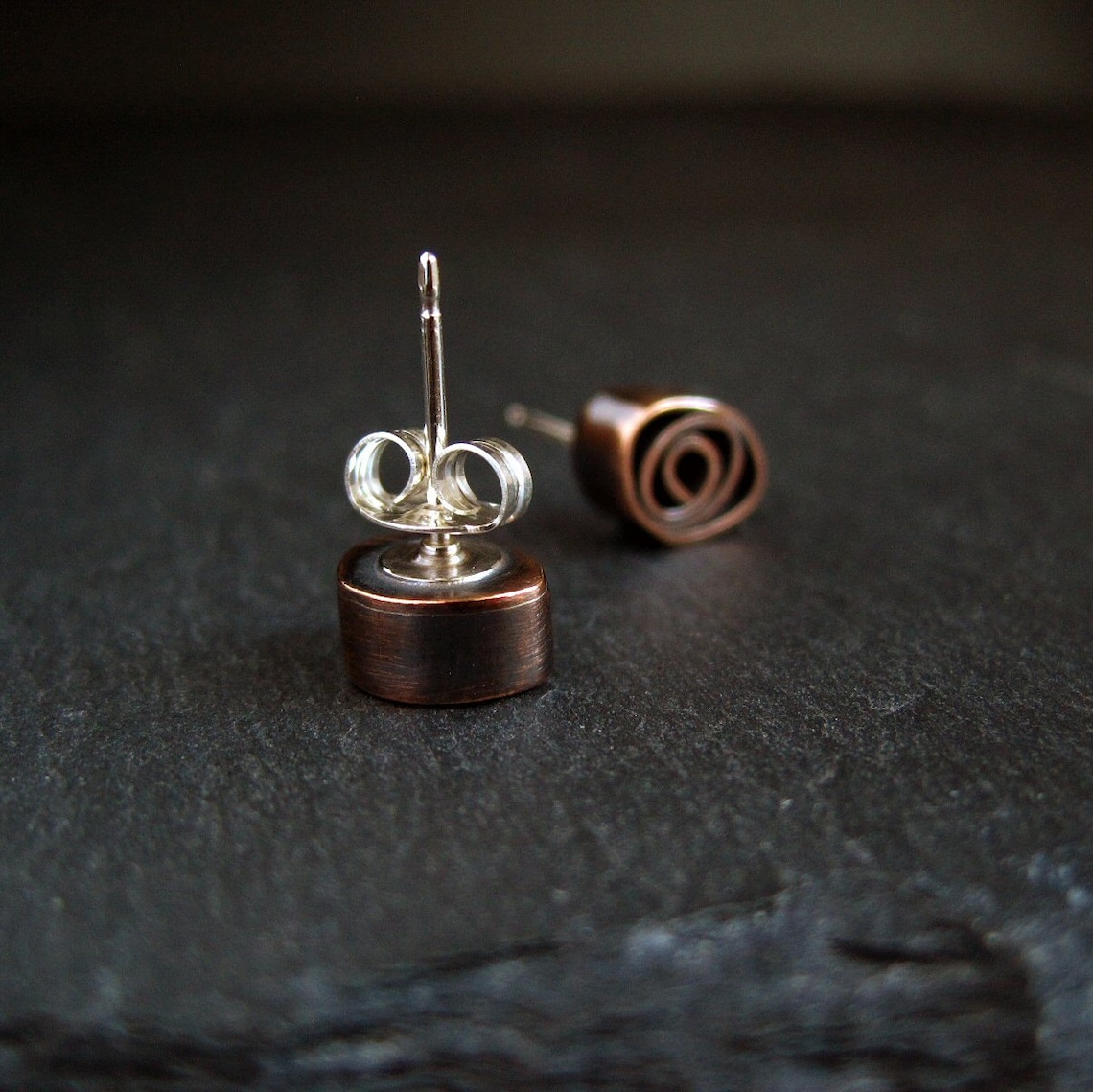 Stud Earrings oxidized copper posts copper earrings copper Etsy