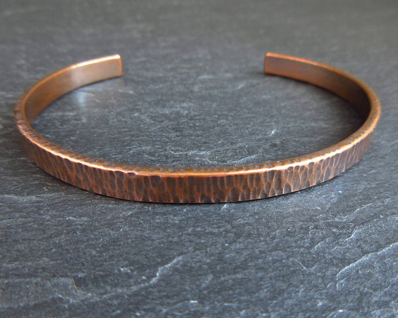 Hammered Copper Cuff Bracelet for Men Women Open Bangle Etsy UK