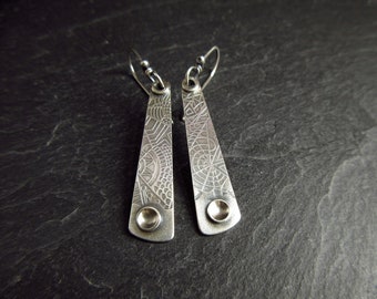 Pendientes largos de plata de ley con forma de paleta con detalle de disco, patrón de garabatos, acabado oxidado, regalo de joyería para mujer, esposa o novia