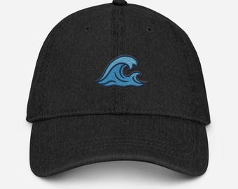 Wave Embroidered Dad Hat, Ocean Hat, Beach Cap, Minimalist Surf Hat, Summer Hat, Beach Accessories