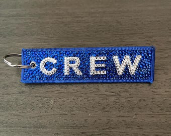 Crew Rhinestone Aviation Keychain luggage tag blue